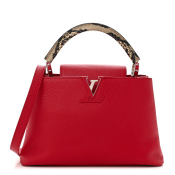 LOUIS VUITTON Taurillon Snakeskin Capucines PM Rubis