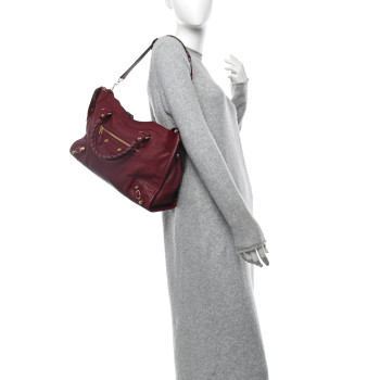 BALENCIAGA Chevre Hamilton Giant 12 Gold Hardware City Bordeaux