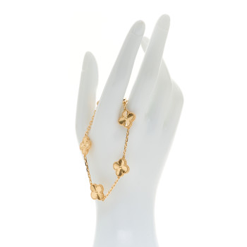 VAN CLEEF & ARPELS 18K Yellow Gold 5 Motifs Guilloche Vintage Alhambra Bracelet