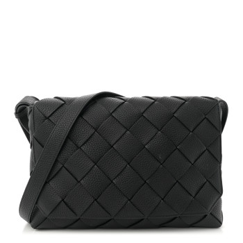 BOTTEGA VENETA Grained Calfskin Intreccio Large Diago Crossbody Bag Black