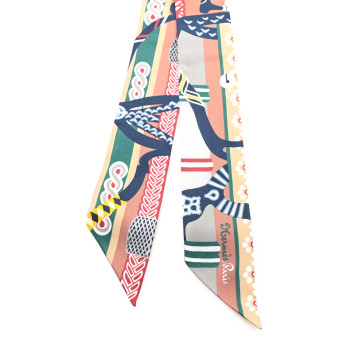 HERMES Silk Fantaisie D'Etriers Twilly Noisette Etoupe Vert