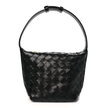 BOTTEGA VENETA Calfskin Nappa Intrecciato Mini Wallace Black