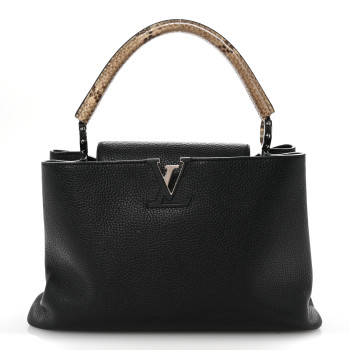 LOUIS VUITTON Taurillon Snakeskin Capucines MM Black