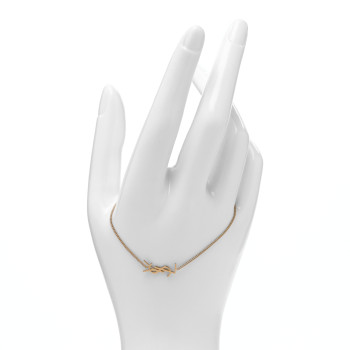 SAINT LAURENT Brass Monogram Charm Bracelet Gold