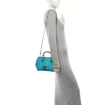 CHRISTIAN DIOR Grained Calfskin Small Open Bar Tote Turquoise