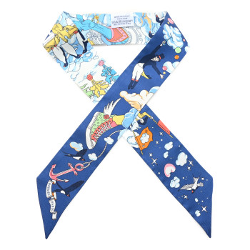 HERMES Silk Sur Mon Nuage Twilly Marine Clair Ciel