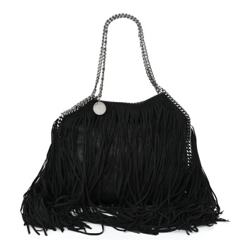 STELLA MCCARTNEY Eco Suede Fringe Falabella Tote Black