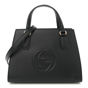 GUCCI Dollar Calfskin Medium Soho Top Handle Satchel Black