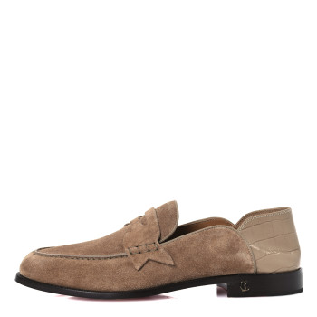 CHRISTIAN LOUBOUTIN Crosta Alligator Embossed Mens Penny No Back Flat 42 Roca