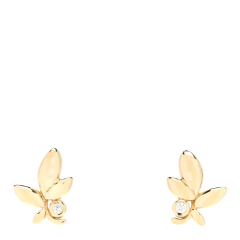 TIFFANY 18K Yellow Gold Diamond Paloma Picasso Olive Leaf Earrings