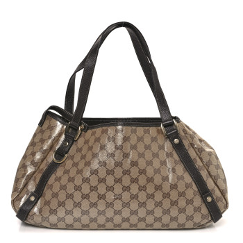 GUCCI Crystal Monogram Medium Abbey Shoulder Bag Dark Brown
