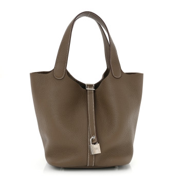 HERMES Taurillon Clemence Picotin Lock 22 MM Etoupe