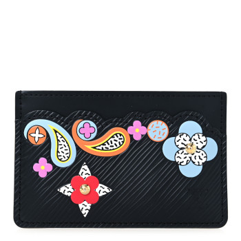 LOUIS VUITTON Epi Flower Remix Card Holder Black