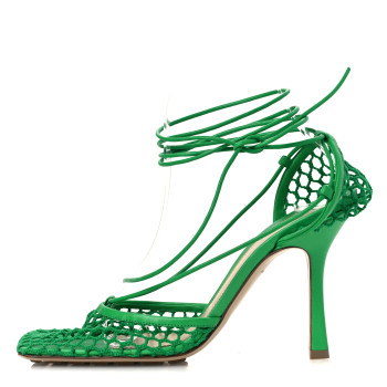 BOTTEGA VENETA Mesh Nappa Stretch Ankle Tie 90mm Sandals 39.5 Grass