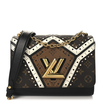 LOUIS VUITTON Veau Satin Monogram Twist Shoulder Bag MM Black
