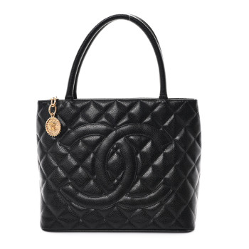 CHANEL Caviar Quilted Medallion Tote Black