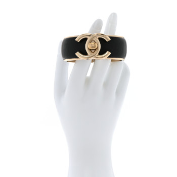 CHANEL Lambskin CC Turnlock Cuff Bracelet Black Gold