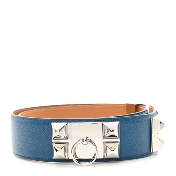 HERMES Epsom 50mm Collier De Chien CDC Belt 85 34 Deep Blue