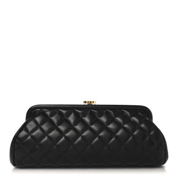 CHANEL Lambskin Quilted Timeless Clutch Black