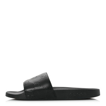 GUCCI Rubber GG Monogram Mens Slide Sandals 11 Black