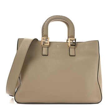 FENDI Cuoio Romano Selleria Medium FF Tote Miele Scuro