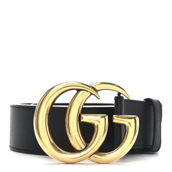 GUCCI Calfskin Double G 40mm Belt 80 32 Black