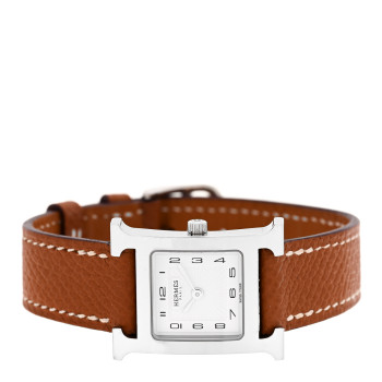 HERMES Stainless Steel Epsom 21mm Heure H Hour Quartz Watch Gold