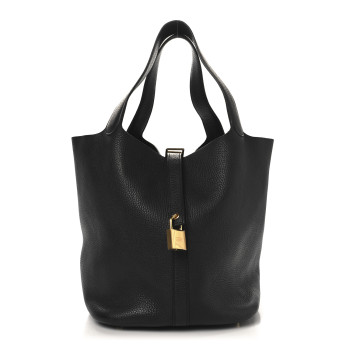 HERMES Taurillon Clemence Picotin Lock 26 GM Black