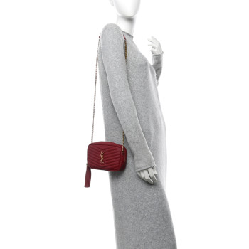 SAINT LAURENT Grain De Poudre Matelasse Monogram Mini Lou Camera Bag Opyum Red
