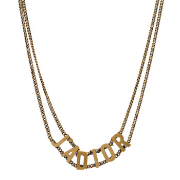 CHRISTIAN DIOR Metal J'Adior Choker Necklace Aged Gold