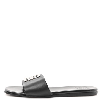 GIVENCHY Lambskin 4G Plaque Flat Sandals 38 Black