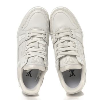 LOUIS VUITTON Calfskin Womens LV Trainer Sneakers 39.5 White