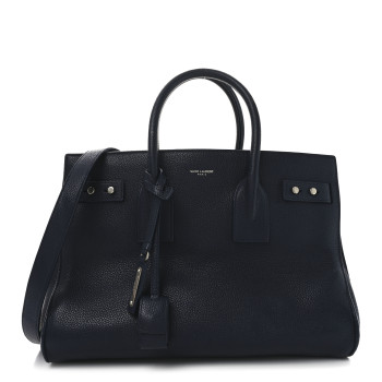 SAINT LAURENT Grained Calfskin Small Supple Sac De Jour Navy