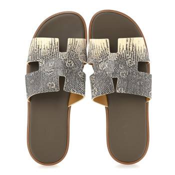 HERMES Lizard Mens Izmir Sandals 44 Ombre
