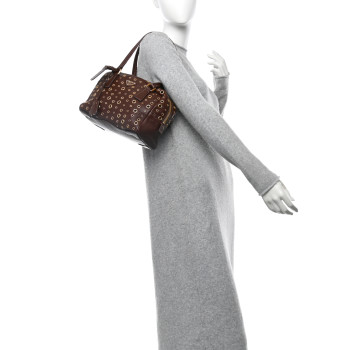 PRADA Vitello Daino Grommet Satchel Bruciato