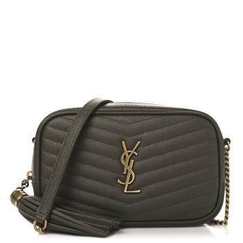 SAINT LAURENT Grain De Poudre Matelasse Monogram Mini Lou Camera Bag Seaweed