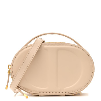 CHRISTIAN DIOR Calfskin CD Signature Oval Crossbody Camera Bag Caramel Beige