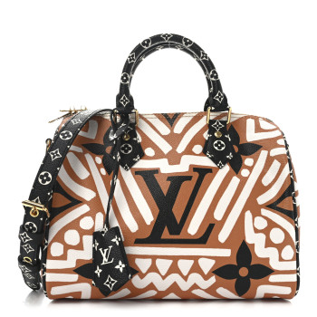 LOUIS VUITTON Monogram Giant Crafty Speedy Bandouliere 25 Creme Caramel