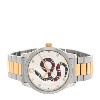 GUCCI Stainless Steel 38mm G-Timeless Two Tone Snake Quartz Watch