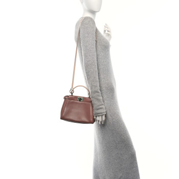 FENDI Nappa Colorblock Mini Peekaboo Iconic Satchel English Rose Plaster Oxigen