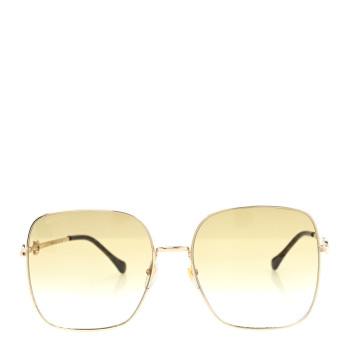 GUCCI Metal Horsebit Square Frame Sunglasses GG0879S Gold