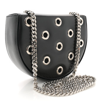 SAINT LAURENT Box Calfskin Grommet Crossbody Bag Black