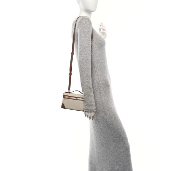 LORO PIANA Cotton Linen L19 Extra Pocket Pouch Natural Caramel Sugar