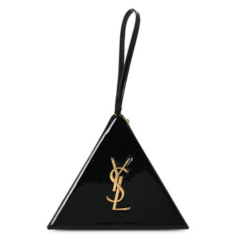 SAINT LAURENT Patent Pyramid Clutch Black