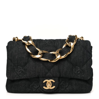 CHANEL Denim Quilted Medium Funky Town Flap Black
