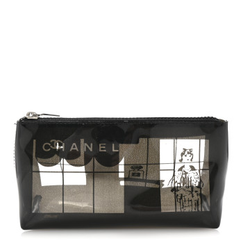 CHANEL Vinyl Coco Window Cosmetic Pouch Black