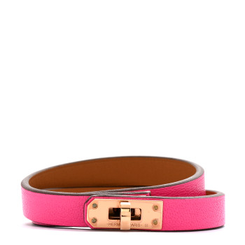 HERMES Swift Mini Kelly Double Tour Bracelet T2 Rose Fuchsia