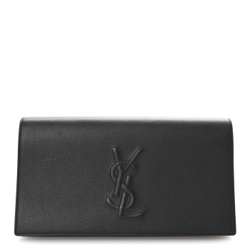 SAINT LAURENT Goatskin Monogram Large Belle De Jour Clutch Black