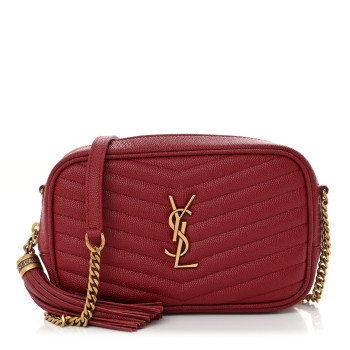 SAINT LAURENT Grain De Poudre Matelasse Monogram Mini Lou Camera Bag Opyum Red