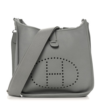 HERMES Taurillon Clemence Evelyne III GM Gris Mouette